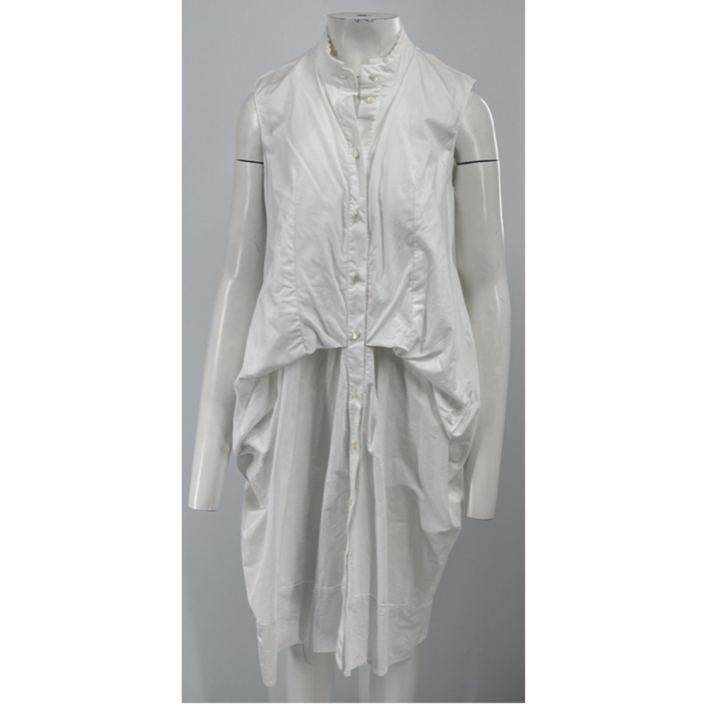 Maison Rabih Kayrouz White Sleeveless Bubble-Effect Shirt Dress sz 42